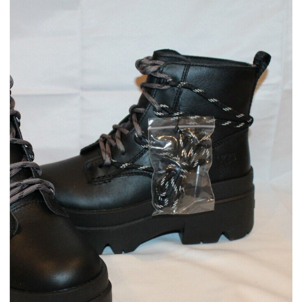 UGG WOMEN'S BRISBANE SUEDE LACE‎ UP PLATFORM WATERPROOF BOOTS BLACK NEW - Picture 5 of 10